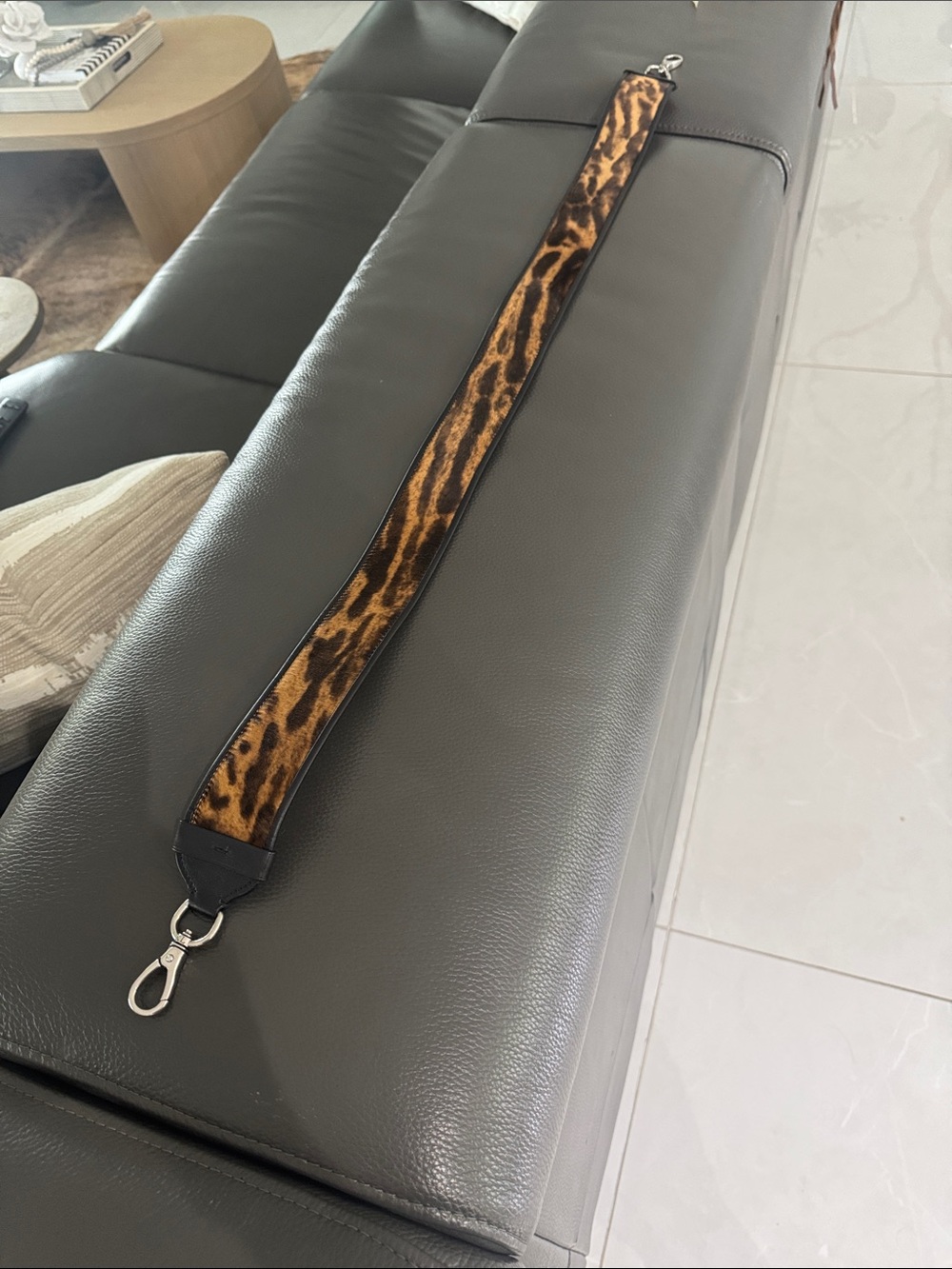 Ralph Lauren Leopard Print Shoulder Strap in Brown and Black